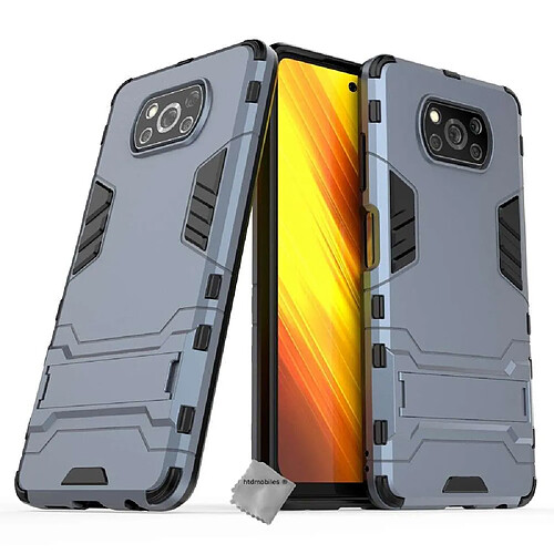 Htdmobiles Coque rigide anti choc pour Xiaomi Poco X3 Pro + verre trempe - BLEU FONCE