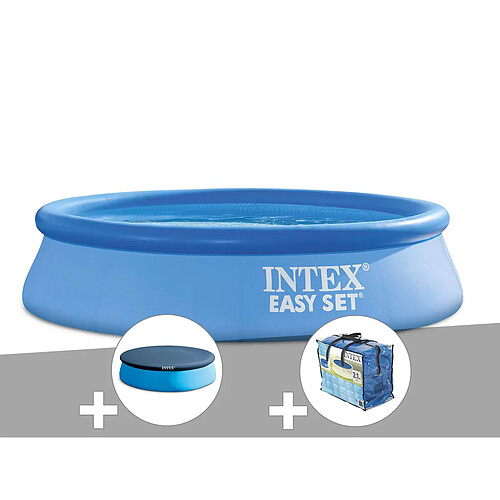 Kit piscine autoportée Intex Easy Set 2,44 x 0,61 m + Bâche de protection + Bâche à bulles