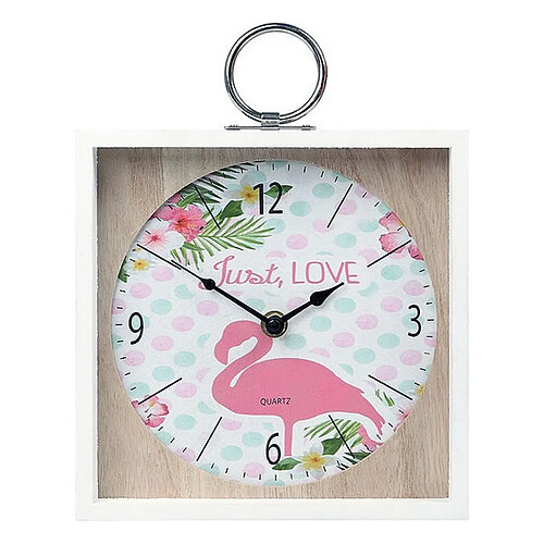 Totalcadeau Horloge murale à décoration flamant rose pas cher