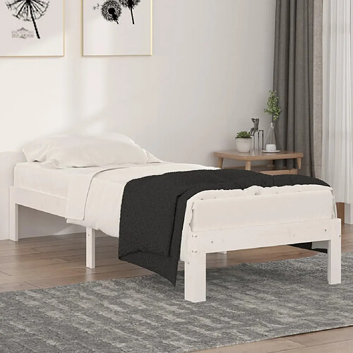 vidaXL Cadre de lit sans matelas blanc 75x190 cm