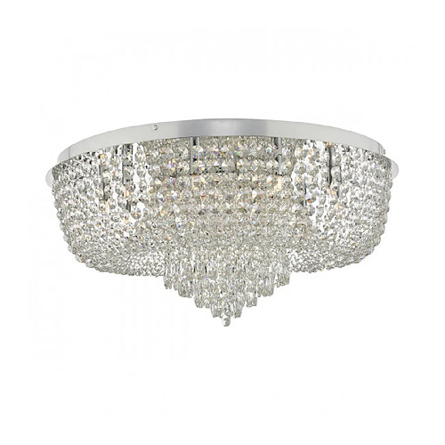 Luminaire Center Plafonnier Design Eitan Cristal,chrome poli 12 ampoules 34cm