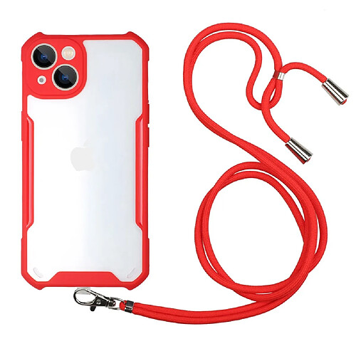 Coque en TPU + acrylique transparent, hybride avec cordon rouge pour votre Apple iPhone 13 6.1 pouces