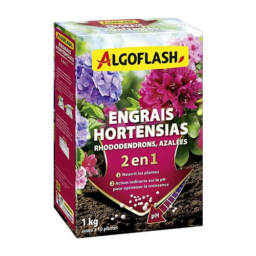 Engrais Hortensias, Rhododendrons et Azalées - ALGOFLASH NATURASOL - Spécial pH - 1 kg