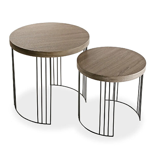 Versa Table d'appoint pour le salon ou chambre Kansas 55x55x55cm,Bois et métal, Marron et Noir