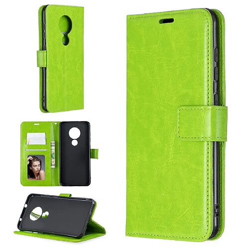 Wewoo Housse Coque Etui à rabat horizontal pour Nokia 6.2 / 7.2 Texture Crazy Horse avec porte-cartes et & Portefeuille et cadre photo Vert