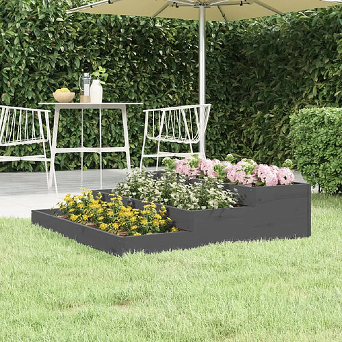 vidaXL Jardinière Gris 107x107x27 cm Bois massif de pin