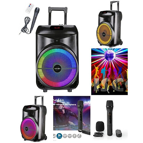 ENCEINTE SONO PORTABLE PARTY KARAOKE BLUETOOTH 700W MOBILE USB TWS LED RGB MSD Radio Fm MICRO + TELECOMMANDE + Micro sans fil HQ