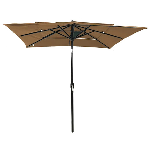 Helloshop26 Parasol à 3 niveaux avec mât en aluminium 2,5 x 2,5 m taupe 02_0008769