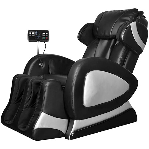 vidaXL Fauteuil de massage avec écran Noir Similicuir