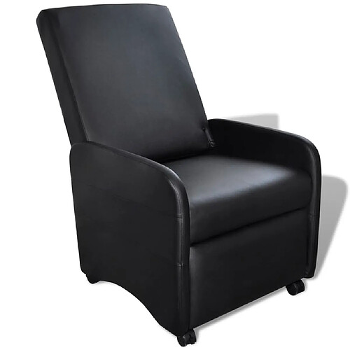 vidaXL Fauteuil pliable noir similicuir