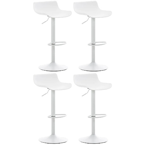 Decoshop26 Tabourets de bar x4 avec repose-pieds hauteur réglable desing moderne en plastique blanc et métal blanc 10_0004497