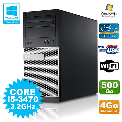 PC Tour Dell Optiplex 790 Intel I5-3470 3.2Ghz 4Go 500Go DVD WIFI Win 7 · Occasion