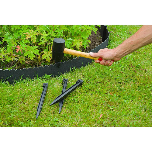 Nature Ensemble de bordure de jardin H13 cm x 12 m avec piquet noir