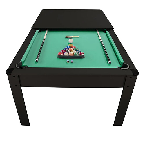 Play4Fun Billard Américain HARMONY 6Ft - 206,5 x 116,5 x 80 cm avec accessoires et plateau dînatoire - Couleur Noir