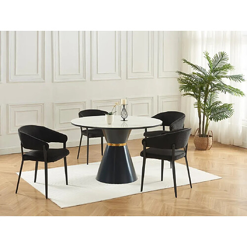 Vente-Unique Lot de 2 chaises avec accoudoirs en tissu et métal - Noir - AVRELA