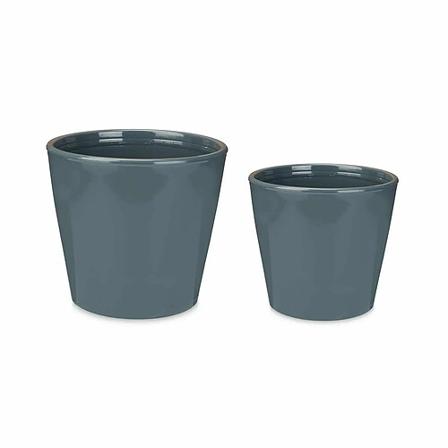 Ibergarden Set de pots 2 Pièces Ø 22 cm Ø 28 cm Anthracite Argile