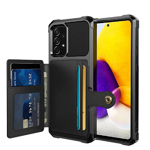 Coque en TPU + PU Recouvert avec béquille, porte-cartes et feuille magnétique intégrée noir pour votre Samsung Galaxy A52 4G/5G