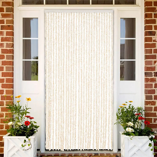 vidaXL Rideau anti-mouches beige et blanc 118x220 cm chenille