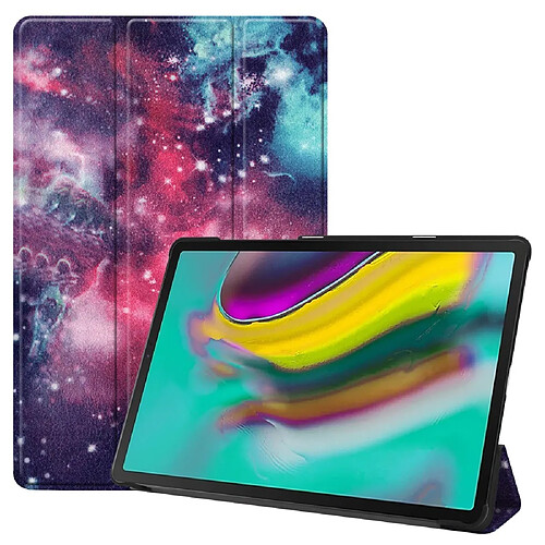 Etui en PU motif imprimé tri-pliure avec support modèle de galaxie pour votre Samsung Galaxy Tab S5e SM-T720