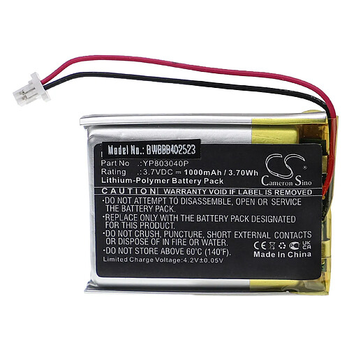 vhbw Batterie remplacement pour Sena YP803040P pour caméra vidéo caméscope (1000mAh, 3,7V, Li-polymère)