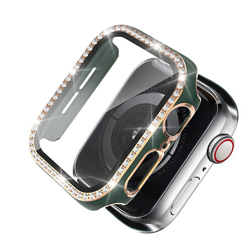 Coque en TPU Strass en cristal de galvanoplastie bicolore Vert/Or pour votre Apple Watch 1/2/3 42mm