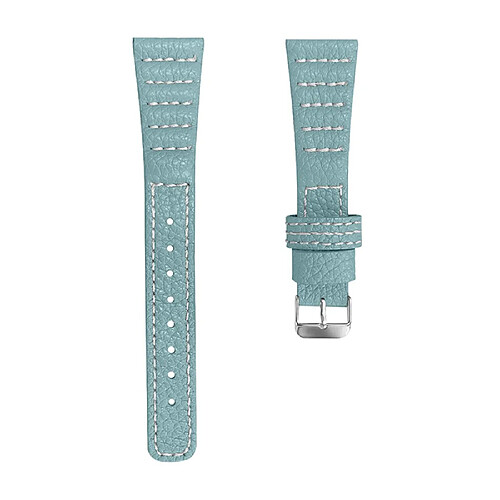 Bracelet en cuir véritable lignes de couture ondulées, bleu pour votre Huami Amazfit Bip 1S/GTR 42mm/GTS/Bip Lite