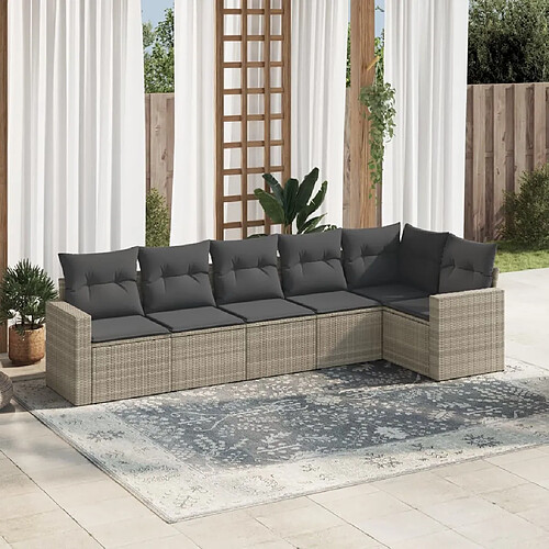 vidaXL Salon de jardin 6 pcs avec coussins gris clair résine tressée