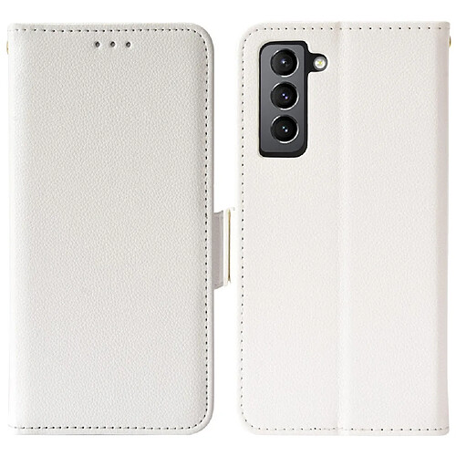 Etui en PU texture litchi, fermeture magnétique blanc pour votre Samsung Galaxy S22