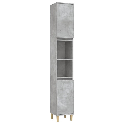 Maison Chic Armoire de salle de bain,Meuble de rangement,Meuble haut gris béton 30x30x190 cm -GKD820452