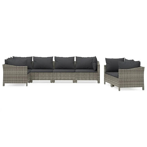 Maison Chic Salon de jardin 7 pcs + coussins - Mobilier/Meubles de jardin - Table et chaises d'extérieur Gris Résine tressée -MN23833