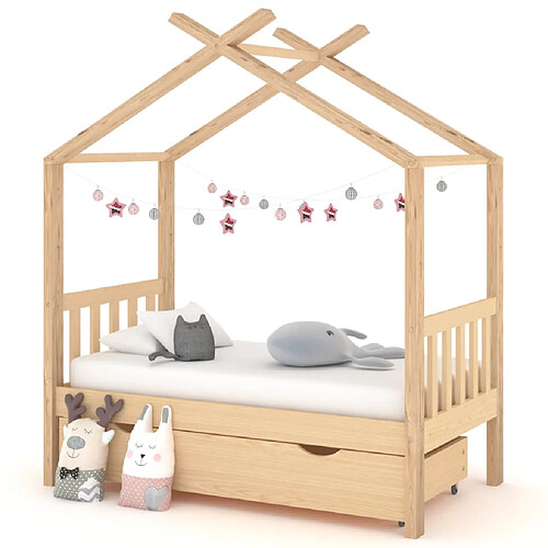 vidaXL Cadre de lit d'enfant avec tiroir Bois de pin massif 70x140 cm