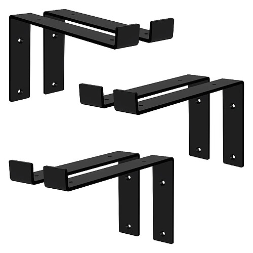 Lot de 6 Supports d'Étagère ML-Design 25x4x14,5 cm, en Métal, Noir, Style Industriel