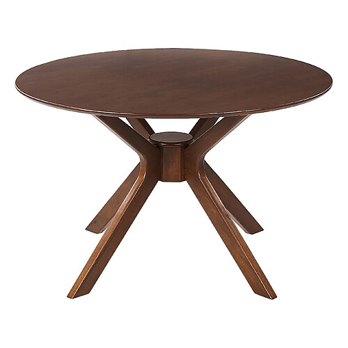 Beliani Table à manger ronde d 120 cm bois sombre TYMIS