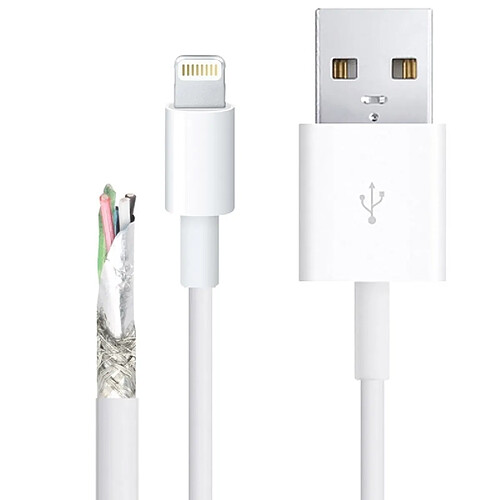 Wewoo Câble blanc pour iPhone 6 & 6 Plus, 5 & 5S & 5C, iOS 8.0 2m Super qualité multibrins TPE matériel USB Sync Data Cable de charge,