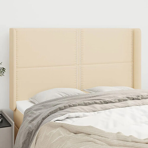 vidaXL Tête de lit avec oreilles Crème 147x16x118/128 cm Tissu