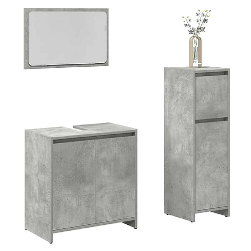 vidaXL Ensemble de meubles de salle de bain 3 pcs gris béton