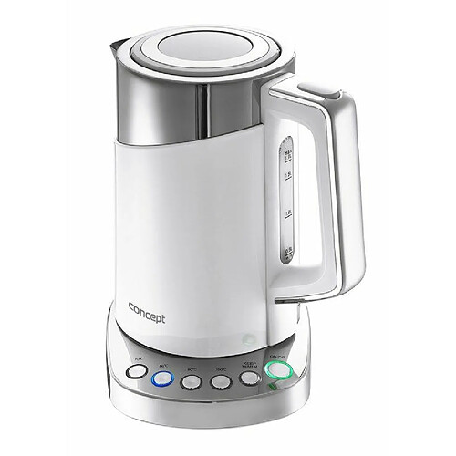 CONCEPT électroménager RK3170 Bouilloire inox Cool Touch, 1,7 litre, blanche, regulation de la temperature, fonction maintien au chaud, 2200 W, Filtre anticalcaire, design élégant, 2200 W