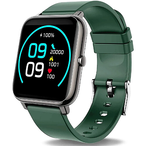 Chrono Montre connectée Femme Homme Smartwatch Cadiofréquencemètre Moniteur de Sommeil Pression Artérielle Montre Connectée Compatible Android iOS,Vert Foncé