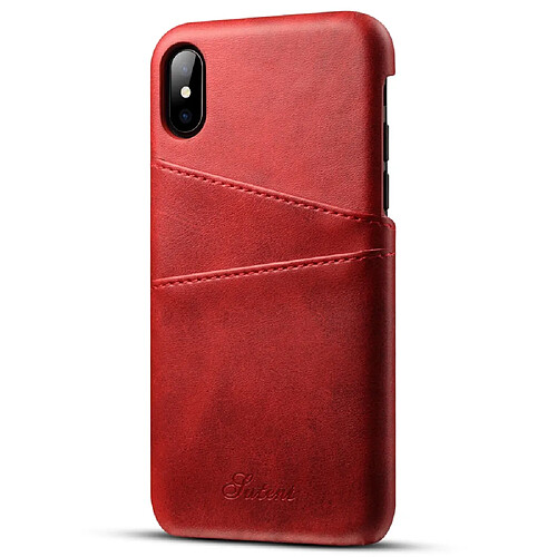 Coque en TPU + PU antichoc avec porte-cartes rouge pour votre iPhone X/XS 5.8 pouces