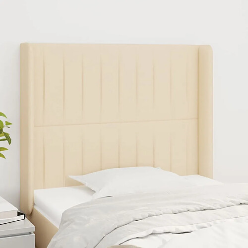 Maison Chic Tête de lit scandinave avec oreilles,meuble de chambre Crème 93x16x118/128 cm Tissu -MN16329