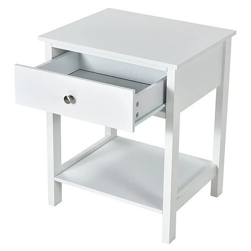 Helloshop26 Table de chevet à 2 niveaux style moderne simple 48 x 40 x 58 cm blanc 20_0004975