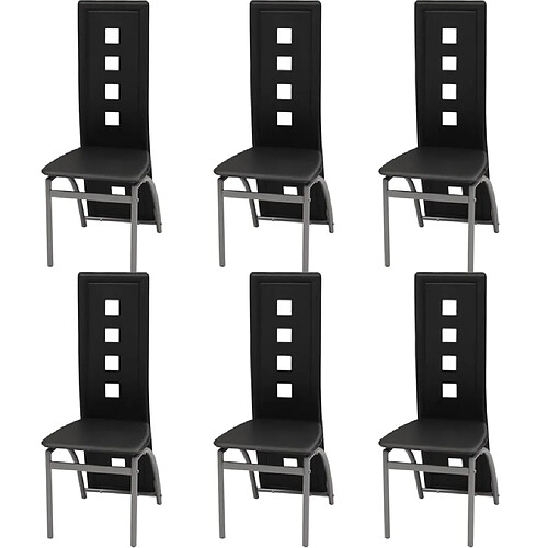 vidaXL Chaises à manger lot de 6 noir similicuir