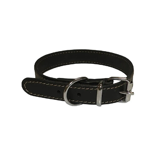 Cstore YAGO Collier en cuir Souple et Réglable pour moyen chien, taille M 34-40cm, Coloris Noir