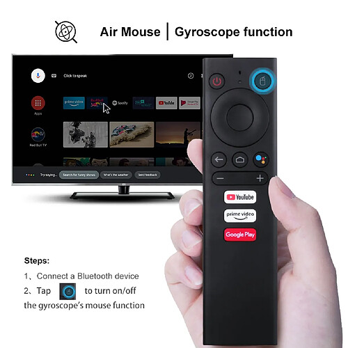 Universal V01 Air Mouse avec gyroscope 2,4 GHz Wireless Bluetooth Infrarouge Apprentissage Voix Télécommande KM1 KM3 Smart Android TV Box |(Le noir)