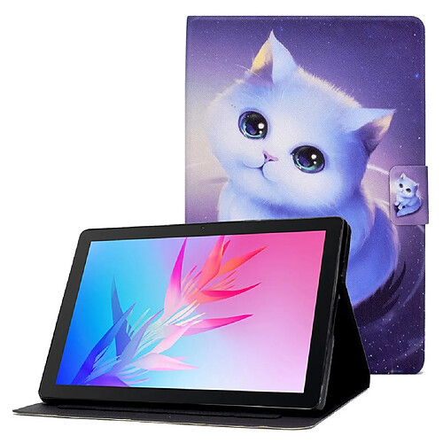 Etui en PU motif d'impression support porte-carte avec support pour Huawei Enjoy Tablet 2/MatePad T 10 9.7 pouces/Pad X6 9.7 pouces - chat