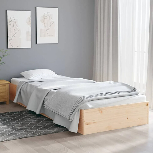 vidaXL Cadre de lit sans matelas bois massif 75x190 cm