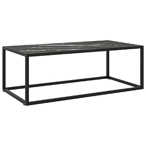 Maison Chic Table basse,Table Console Table d'appoint, Table pour salon Noir avec verre marbre noir 100x50x35 cm -MN36420