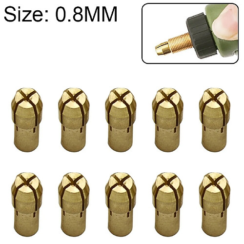 Wewoo 11 PCS Écrou de serrage en cuivre à trois griffes pour raccords broyeur électrique diameter Diamètre d'alésage: 0.8mm