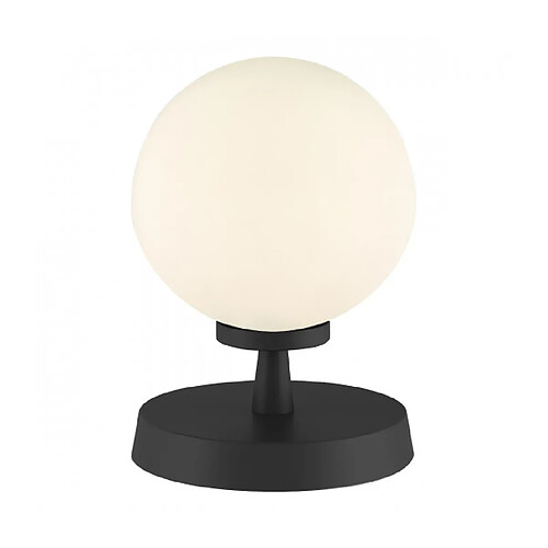 Luminaire Center Lampe de table globe Esben Noir mat,Verre opal 1 ampoule 17cm