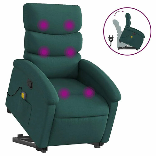 Maison Chic Fauteuil Relax pour salon, Fauteuil inclinable de massage Vert foncé Tissu -GKD33238